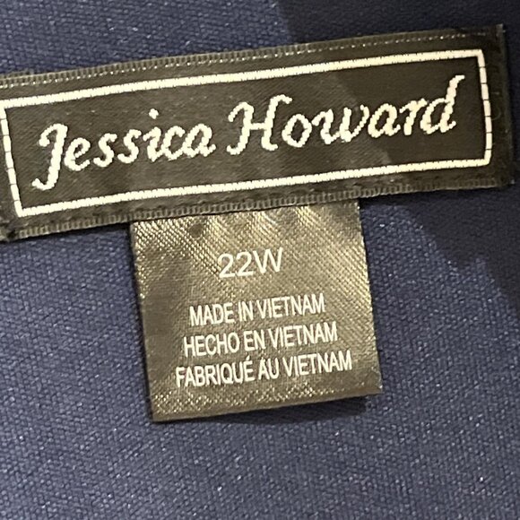 Jessica Howard Dress Womans 24 Blue Floral Tiered Midi Ruffle V Neck Balloon Slv - Picture 3 of 9